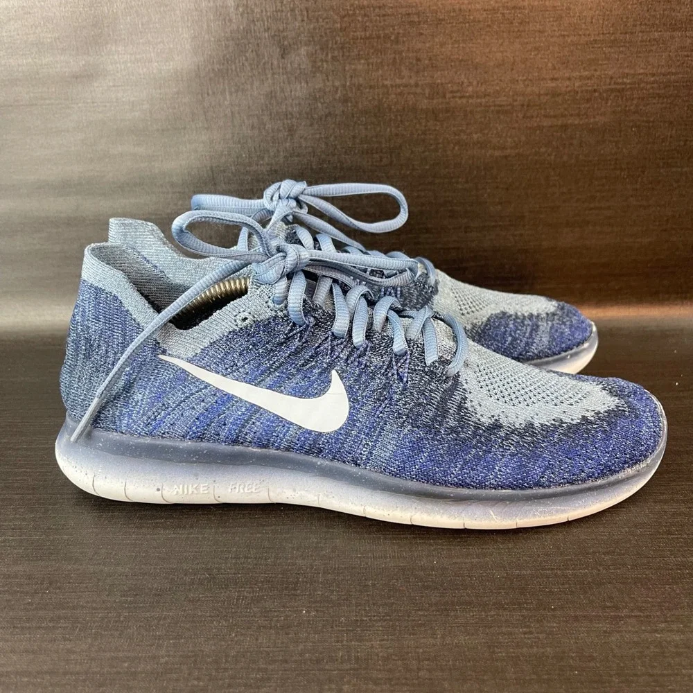 Nike Free RN Flyknit 2017 Womens size 7 Blue‎ Running Athletic Shoes 880844